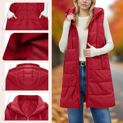 Womens Long Puffer Vest Winter Fashion Quilted Hooded Sleeveless Jacket Casual Zip Up Puffy Gilet Vests Outerwear2