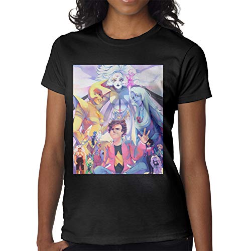 Steven Univers-E Leak Navel T-Shirt Womens Casual Tees Cotton Short Sleeve Crop Top Black