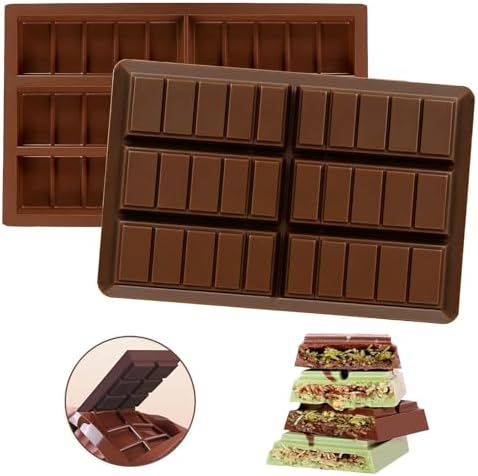 2 Pezzi Dubai Stampo per Tavoletta di Cioccolato, Stampo per cioccolato in silicone, stampo in silicone marrone (forma 2) senza BPA, antiaderente