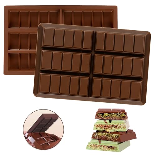 2 Piezas Molde Chocolate,Molde de Chocolate,Moldes de Silicona Antiadherente,Moldes Para Barra De Chocolate Profundos De Silicona Sin BPA,Chocolate Dubai,para Chocolate,Bombones,Caramelos
