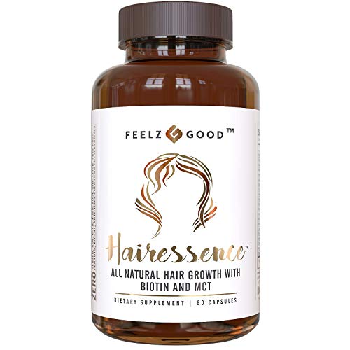 HAIRESSENCE All Natural Hair Growth Biotin Vitamin Formula - Stronger Healthier Hair. Scientifically Formulated w/ MCT Vitamin B Copper & more - Supplement For All Hair Types - Veggie Capsules HAIRESSENCE All Natural Hair Growth Biotin Vitamin Formula - Stronger Healthier Hair. Scientifically Formulated w/ MCT Vitamin B Copper & more - Supplement For All Hair Types - Veggie Capsules