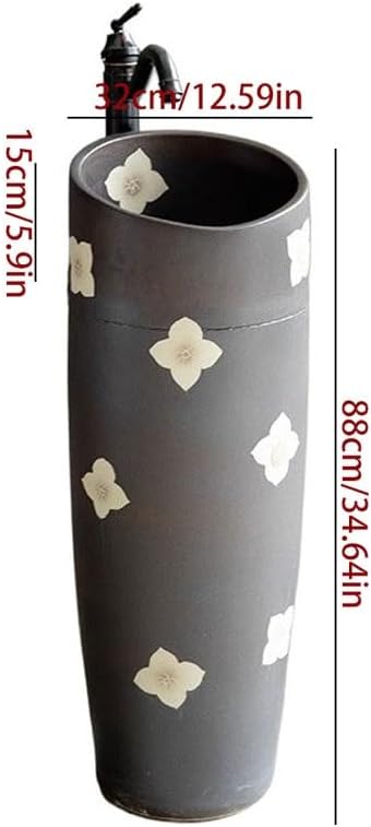 Bathroom Countertop Vessel Sink Simple Ceramic Washbasin Outdoor Retro Floor-standing Home Bathroom Sink Table Pedestal Sink Vanity