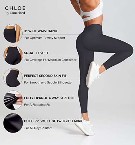 Charcoal Grey Premium Buttery Soft High Waisted Leggings For Women - 3" Wide Band - Workout Leggings For Women Tummy Control - One Size Plus - Sol01P-3-Charcoal #TOP1