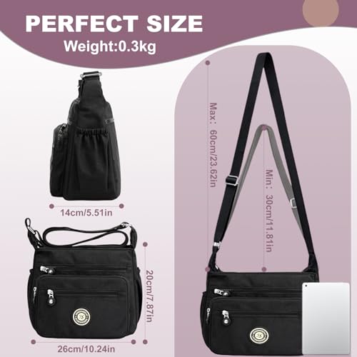 Gelory Lässige Umhängetasche mit mehreren Taschen für Damen, wasserdicht, Nylon, verstellbarer Riemen, Umhängetaschen und Handtaschen, blau, Einheitsgröße