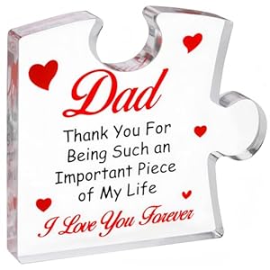 Fathers Day Dad Gifts for Dad,Delicate Dad Birthday Gifts from Daughter Son, Unique Acrylic Block Puzzle Piece Decorations