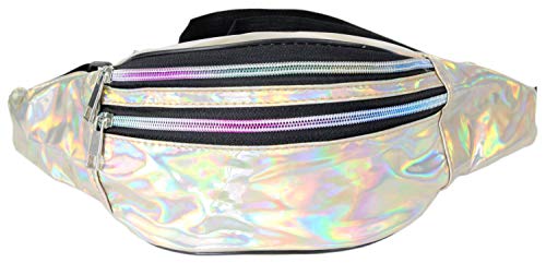 Leoodo - Riñonera unisex con 3 compartimentos, metalizada, con cremallera, para senderismo, fitness, correr, ciclismo, color Amarillo, talla Einheitsgröße