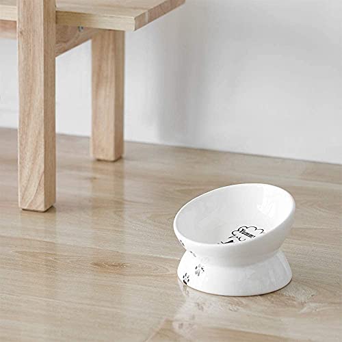 Y Yhy Cat Bowl Anti Vomiting, Raised Cat Food Bowls, Tilted Elevated Cat Bowl, Ceramic Pet Food Bowl For Flat Faced Cats, Small Dogs, Protect Pet's Spine, Dishwasher Safe #TOP6