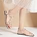 ZUYIYIA Women's Rhinestone Flowers Square Toe Clear Flat Sandals Fashion Elastic Ankle Strap Slip On Comfortable Casual Wedding Party Shoes flats for women (Apricot,10)