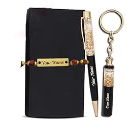 WEHATKE Customized, Personalized Metal Rakhi Gift Set for Brother with Pen & Keychain Name Engraved | Gift Hamper for Rakhi | Rakhi Gift Hamper for Brother | Rakshabandhan Gift for Brother/Sister