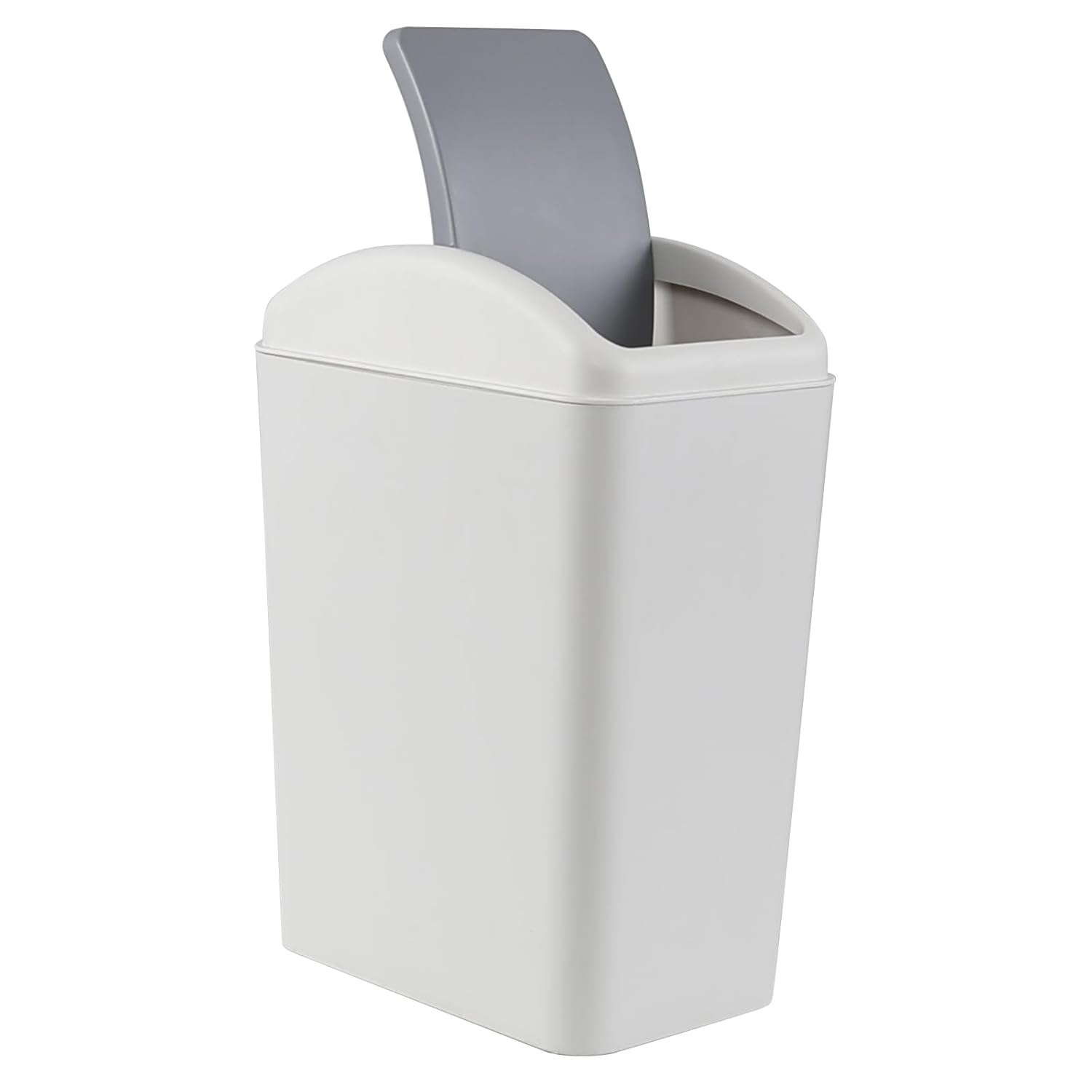 4.5 Gallon Plastic Trash Can with Swing Top, Slim Plastic Kitchen Garbage Can, Gray