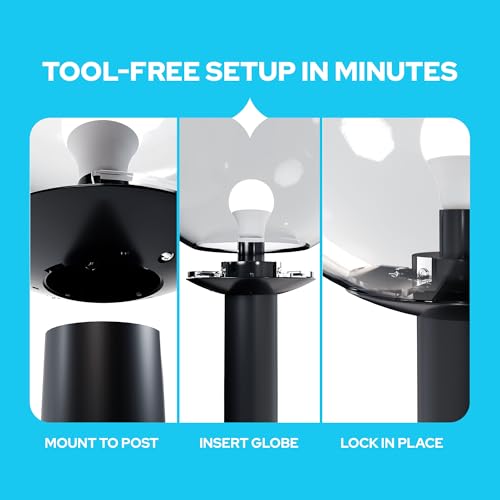 KastLite Wing Clip Fitter - Fits Globes, Acorns w/ 5.25" Neckless Hole, 3" Poles - USA Made Polycarbonate Outdoor Lamppost Globe Street Light Fixture Base & Lamp Holder Replacement - White, 1-Pack