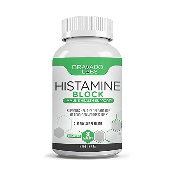 Bravado Labs Premium Histamine Block Supplement - Histamine Blocker Diamine Oxidase Supplement - Advance DAO Enzyme Supplement for Food-Derived Histamine Intolerance - with Maltodextrin (30 Capsules)