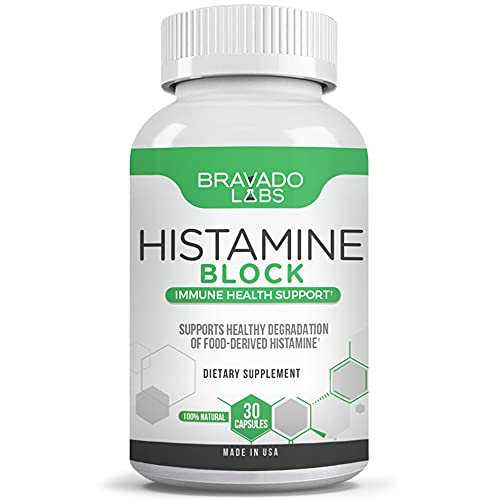 Bravado Labs Premium Histamine Block Supplement - Histamine Blocker Diamine Oxidase Supplement - Advance DAO Enzyme Supplement for Food-Derived Histamine Intolerance - Made in USA (30 Capsules)