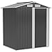 Outsunny Caseta de Jardín de 2 m² 152x132x188 cm Cobertizo Exterior de Acero Galvanizado con Puerta Corredera y Ventilaciones para Almacenamiento de Herramientas Gris