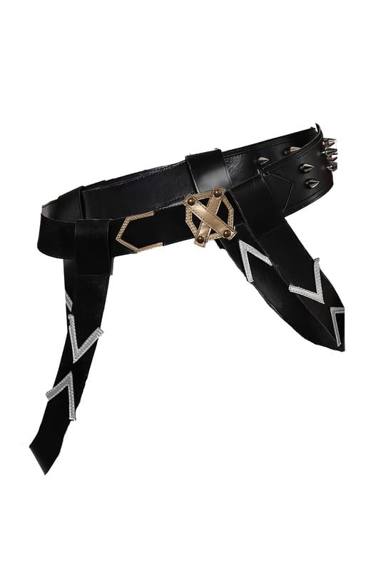 Jinx Cosplay Belt Costume Accessories Adult Women Steampunk Black Leather Belts for Game Props