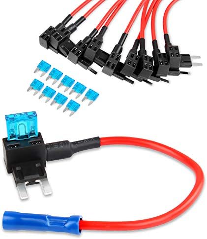 Nilight Fuse Holder Add-a-circuit Fuse TAP Adapter Mini ATM APM Blade Fuse Holder-10 Pack , 2 years Warranty