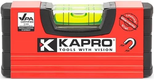 Kapro - 246 Handy Pocket Level - Magnetic - Features VPA Certified & Shock-Resistant Vial - with Rubber End Caps - Pocket-Sized and Compact - Aluminum Box Profile - 4โ