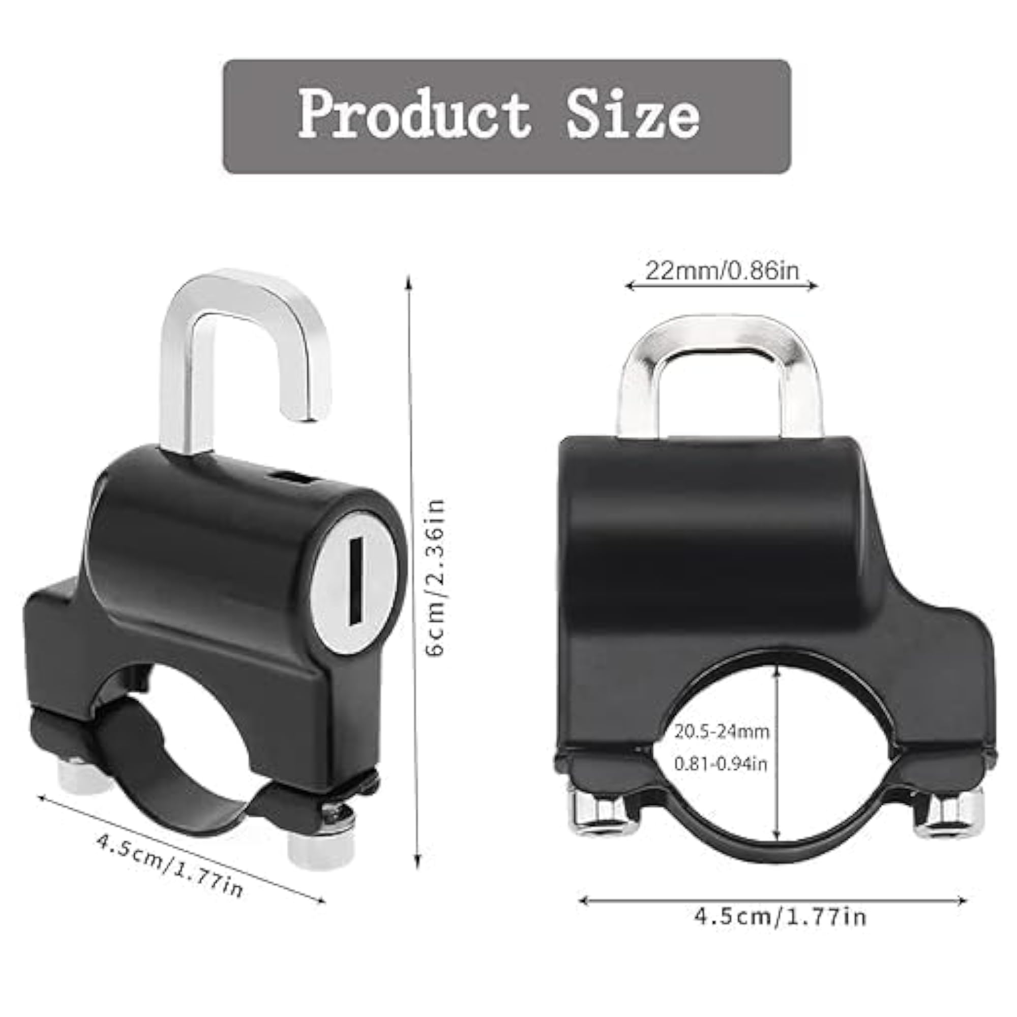 Motorcycle Universal Helmet Lock with 2 Keys, Anti-Theft Security