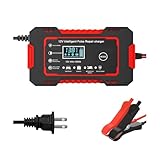 Ywdiml Car Battery Charger, 12V 6A Smart Fully Trickle Vehicle Battery Charger & Desulfator with Temperature Compensation, Portable Automotive Power Maintainer, Universal Fit (Red)