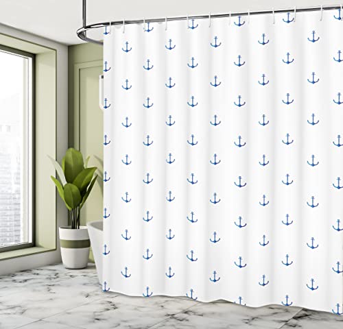 ABAKUHAUS Anchor Shower Curtain, Classical Vivid Blue Anchors Simplistic Design Marine Hobby Lifestyle Themed - Image 4