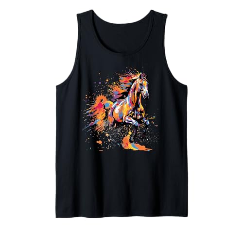 Colorido Splash Art British Riding Pony Horse Lover Camiseta sin Mangas