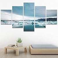 SIGNWIN 5 Panel Canvas Wall Art Modern Art Aerial Contemporary Cool Dramatic Multicolor Nature Photography Snow for Home Decorations Ready to Hang - 60
