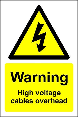 Warning sign Danger high voltage cables overhead Safety sign - 1.2mm Rigid plastic 400mm x 300mm