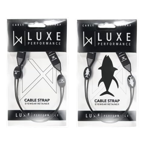 Luxe Performance Cable Strap - Premium Adjustable No Tail Sunglass Strap and Eyewear Retainer for Your Sunglasses, Eyeglasses, or Prescription Glasses (Fish & Luxe Black 16") Cover