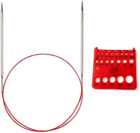 addi Silver Lace Circular Needle (Turbo Rocket) with Red Cord (EU Version) with Red Needle Gauge 24in (60cm) Size US 9 (5.5mm) image 5
