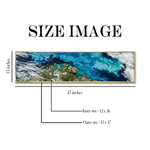 Image of PAINTINGMANTRA Topography Blue Large Canvas Painting Framed Panel Wall Painting, Framed Luxury Paintings for Home Decoration, Living room, Bedroom and Office Decor (White, 13x47 Inch)