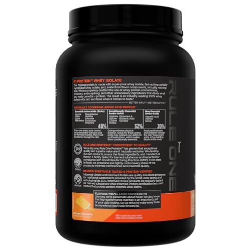 Image of Rule 1 Proteins R1 Protein Whey Isolate, Orange Dreamsicle, 22 Servings | 25g of Protein from Whey Isolates and Hydrolysate isolates for Workout Recovery and anytime use