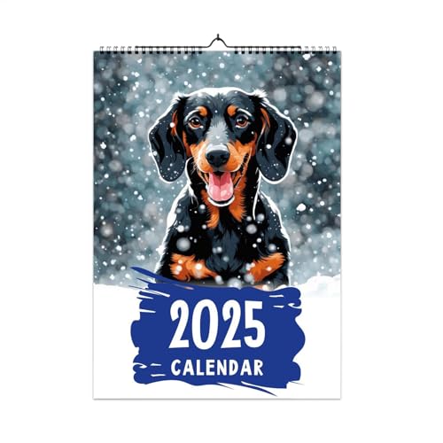 Calendario Perros 2025 - Calendario de pared 2025 Perros | Calendario de pared de cachorros lindos | Calendario divertido para perros con 12 páginas mensuales | Calendario de planificación familiar pa