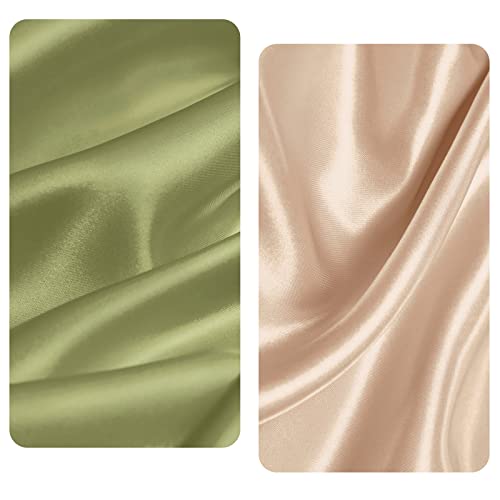 Image of SiinvdaBZX 2 Pcs Satin Bassinet Sheets for Baby Hair, Beige & Sage Green | Silk-Like Soft Bassinet Fitted Sheets for Hourglass, Oval & Rectangular Bassinet Mattress