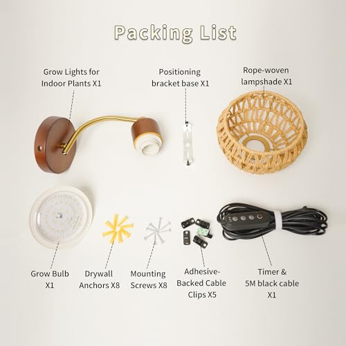 Hanging Grow Light for Indoor Plants, 18W Full Spectrum Wall Grow Light by JYCT - Used condition - Image 8