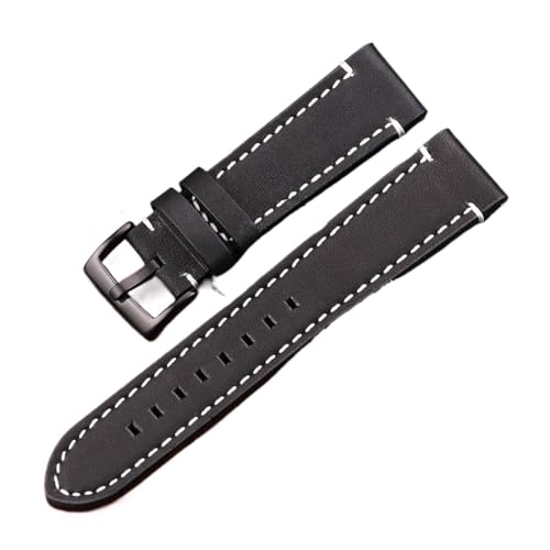 Correa de reloj de cuero genuino de 18mm a 24mm con hebilla resistente
