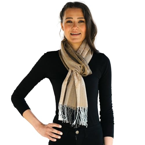 NELUHA Pashmina Schal für Damen Warmer Herbst Winter und Frühling Damenschal mit Paisley Muster Pashmina Stola 185 x 70 cm Schals und Tücher Accessoire
