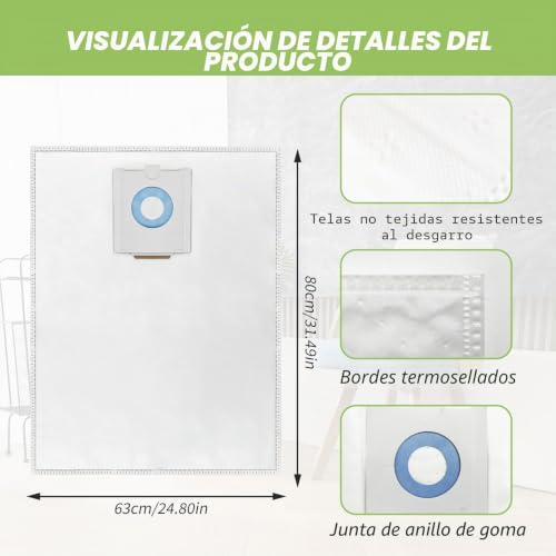 Miniatura 3 de 6 Bolsas De Aspiradora Para Festool Ct 36 Ctm 36 E Ctl 36 E, 5 Capas Bolsas De Filtro De Repuesto Para Festool 496186, Gran Capacidad Bolsa De Filtro Dust Extractor Piezas De Repuesto Accesorios Sc