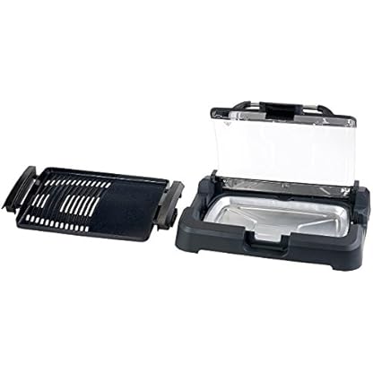 Rosenstein & Söhne Elektrogrill: XL-Tischgrill m. Glasdeckel, Keramik-beschichtete Grillplatte, 2.200 W (Elektrogrill… – Bild 4