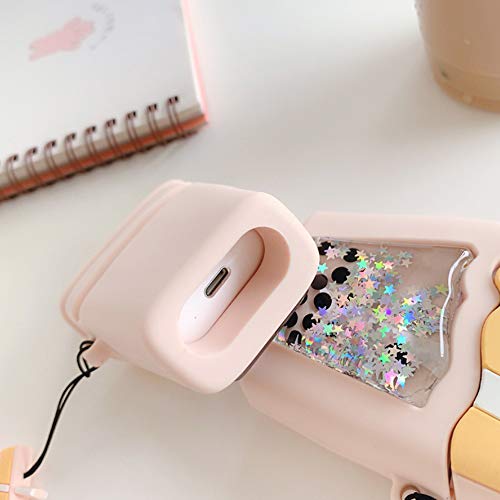 Compatible With Airpods Case Milk Tea Liquid 1/2, Protective Silicone Skin Cover For Airpod Case Quicksand Tea With Ring, Girls Women Funny Kawaii Cute Fashion Cartoon 3D For Airpods Case Boba #TOP4