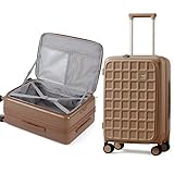 aji Equipaje KA7091, marrón, 24 pulgadas, Equipaje expandible rígido con ruedas giratorias