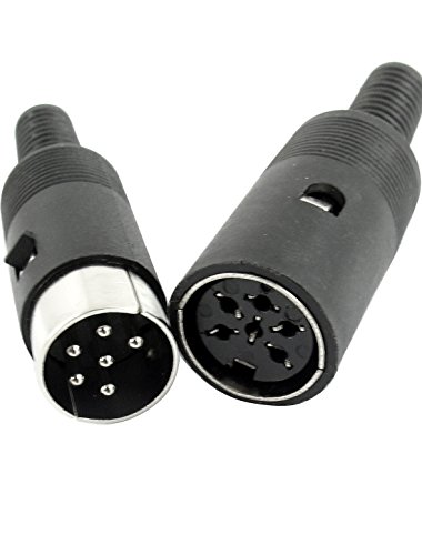 uxcell conector DIN 6 pines macho y hembra plástico negro miniatura 2
