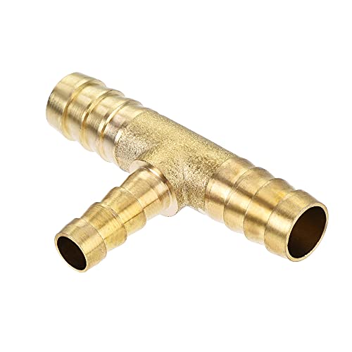 uxcell Reducing Barb Hose Fitting Tee T Shape Pipe Connector Brass 3/8\" x 3/8\" x 1/4\"