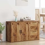 Homgoday Moderne Holzwerkstoff-Anrichte Altholzfarbe mit Schubladen und Türen, 100x33x59,5 cm, Wohnzimmer & Esszimmer Schlie?f?Cher Model881138