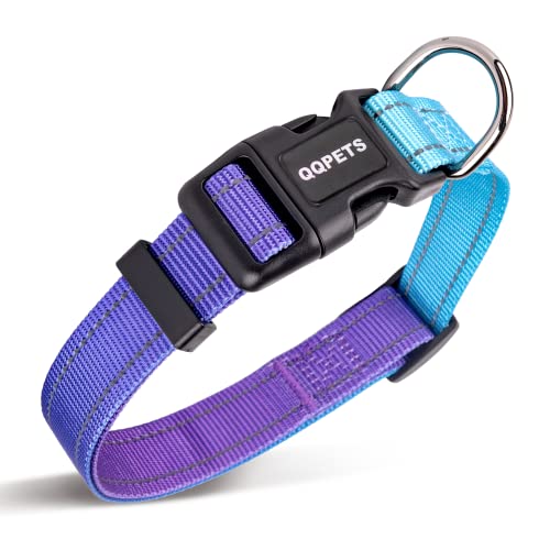 Dog Collar Reflective Nylon: Puppy Small Medium Large For Girl/Boy Pets Adjustable Heavy Duty Comfortable Collar Daily Walking Running (Medium, Blue-Purple) #TOP10