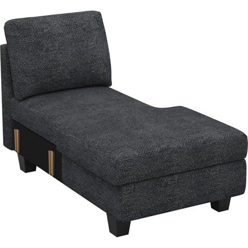 Belffin Sectional Storage Chaise Module for Modular Sectionals. Right-Facing Chaise. Dark Grey. Dark Grey Right Chaise Module