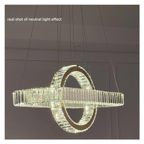 Lustre LED Modique Ovale Chrome et Or Finition Luxe - 3