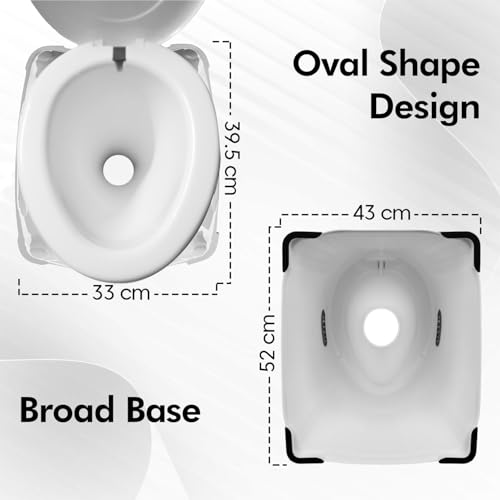 Image of Indian to Western Toilet Converter | Commode Chair for Toilet Adult | Heavy Duty Toilet Seat for Elderly Handicap | Portable Western Commode with 5 Years Warranty -White