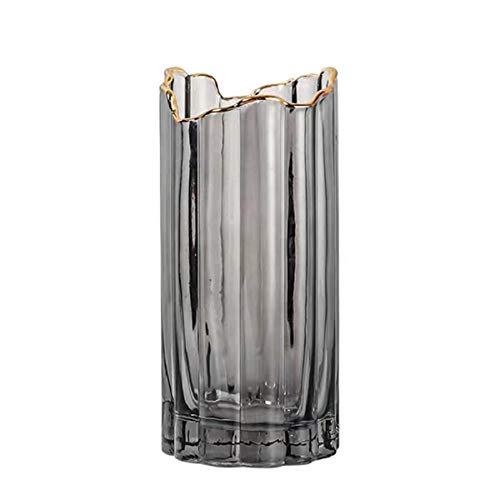 AIVAR ガラスベース 花瓶ガラス 大 25cm 30cm 花器 フラワーベース ガラスボトル 透明 北欧 アレンジ インテリア 水栽培 生け花 造花 おしゃれ シンプル インテリア雑貨 飾り瓶 北欧 レトロ風 (グレー-高さ:25cm)の画像