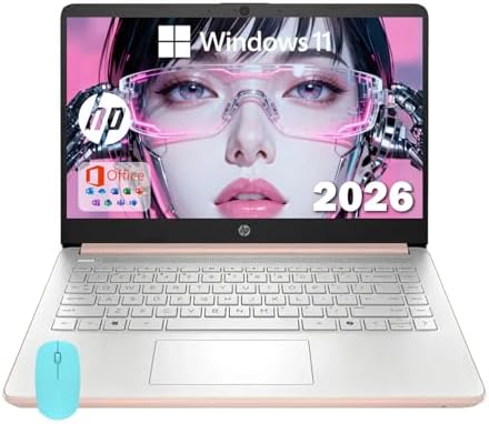 HP 14 Elite Laptop, 8GB RAM, 1.12TB Total Storage (64GB+64GB MSD+1TB Cloud), Rose Gold Pink, Office 365, Intel Multi-Core, Win11, Copilot AI, 11Hr Battery, Alpacatec Mouse HP 14 Elite Laptop, 8GB RAM, 1.12TB Total Storage (64GB+64GB MSD+1TB Cloud), Rose Gold Pink, Office 365, Intel Multi-Core, Win11, Copilot AI, 11Hr Battery, Alpacatec Mouse
