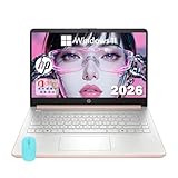 HP 14 Elite College Laptop, 8GB RAM, 1.12TB Total Storage (64GB+64GB MSD+1TB Cloud), Rose Gold Pink, Office 365, Intel Multi-Core, Win11, Copilot AI, 11Hr Battery, Alpacatec Mouse